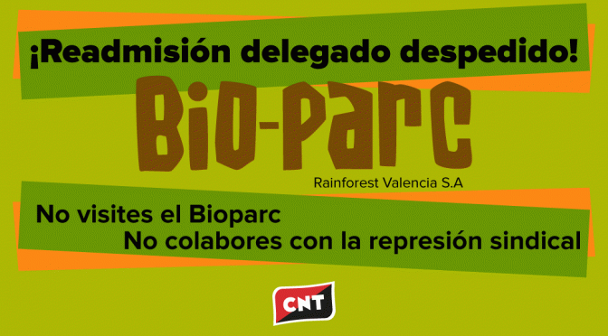 CNT inicia un conflicto con Bioparc València por el despido del delegado de la Sección Sindical