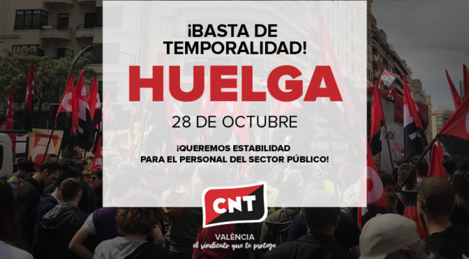 Convocamos huelga general en el sector público para el 28 de octubre: ¡basta de temporalidad!