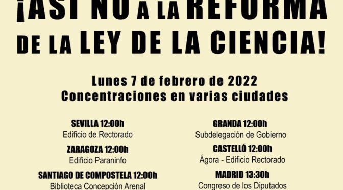 Desde CNT València llamamos a la movilización contra la reforma de la Ley de la Ciencia