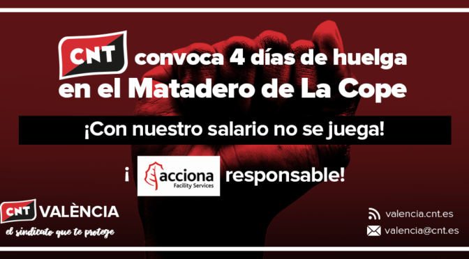 CNT Valencia huelga matadero cope